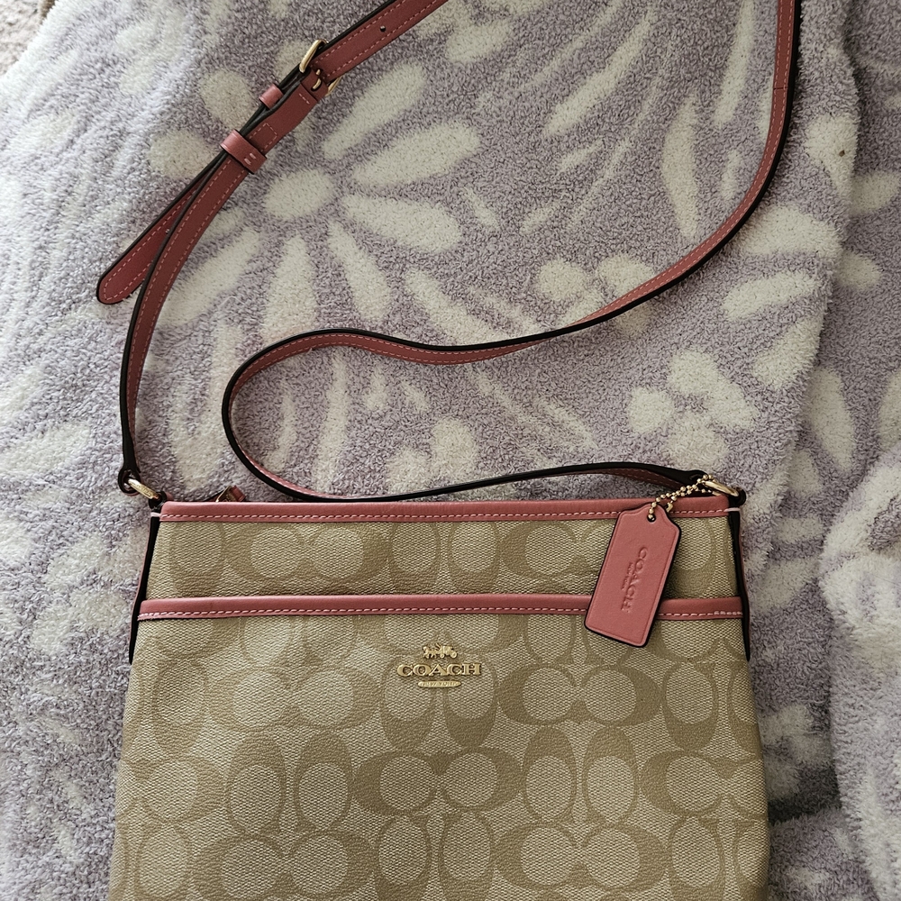 Coach Tan and Pink Crossbody Bag - Picture 2 of 8